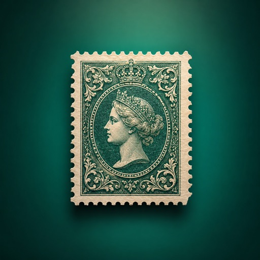 Stampo app icon — an engraved Victorian postage stamp